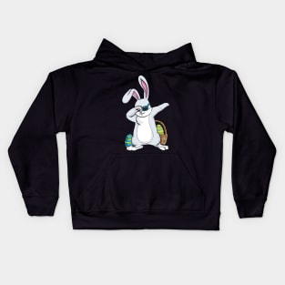 Cool easter bunny with eggs in a basket Kids Hoodie